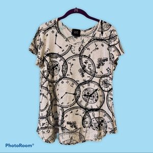 W5 Anthropology Short-Sleeved Clock Print T-Shirt